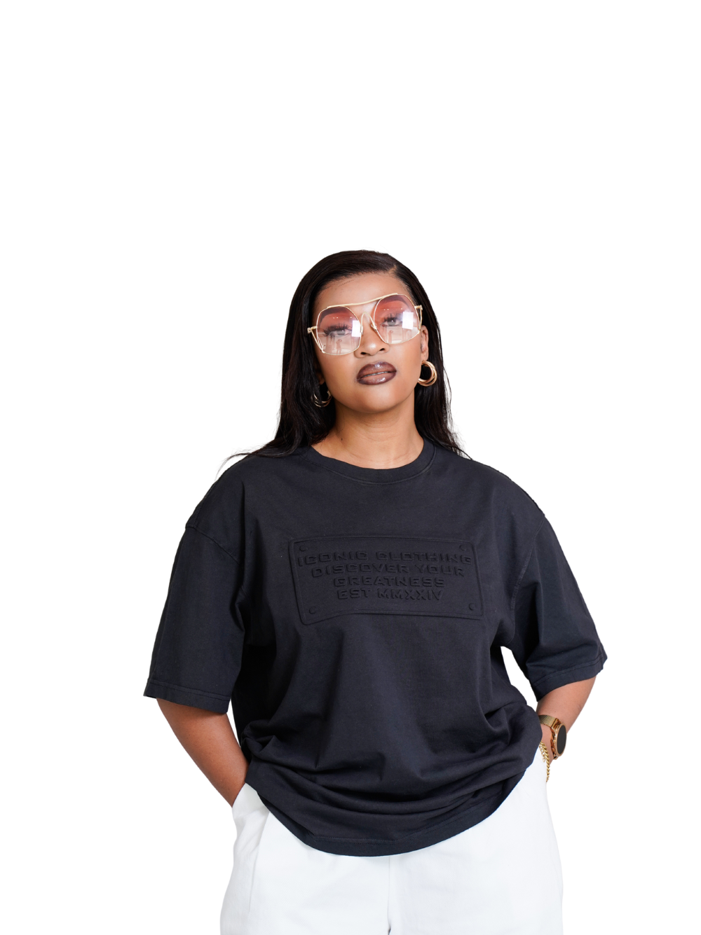 Iconic Embossed Black T-Shirt