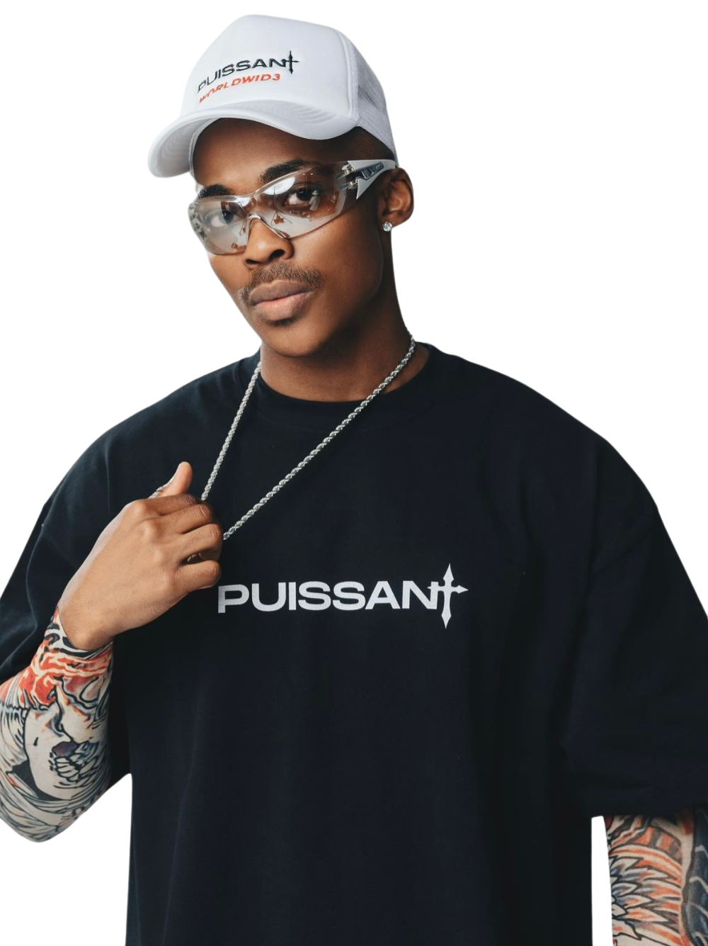 Puissant Oversized Black Graphic T-Shirt