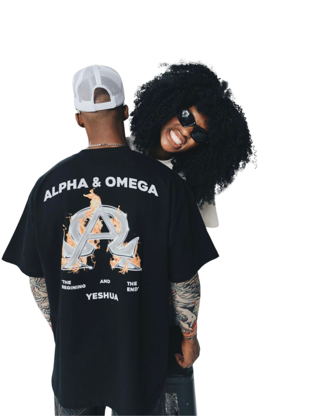 Puissant Oversized Black Graphic T-Shirt