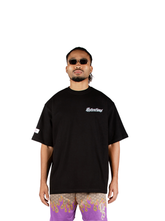 Ostentious Black Pink Oversized T-Shirt