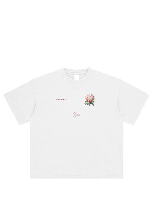 Iconic Black Protea White T-Shirt
