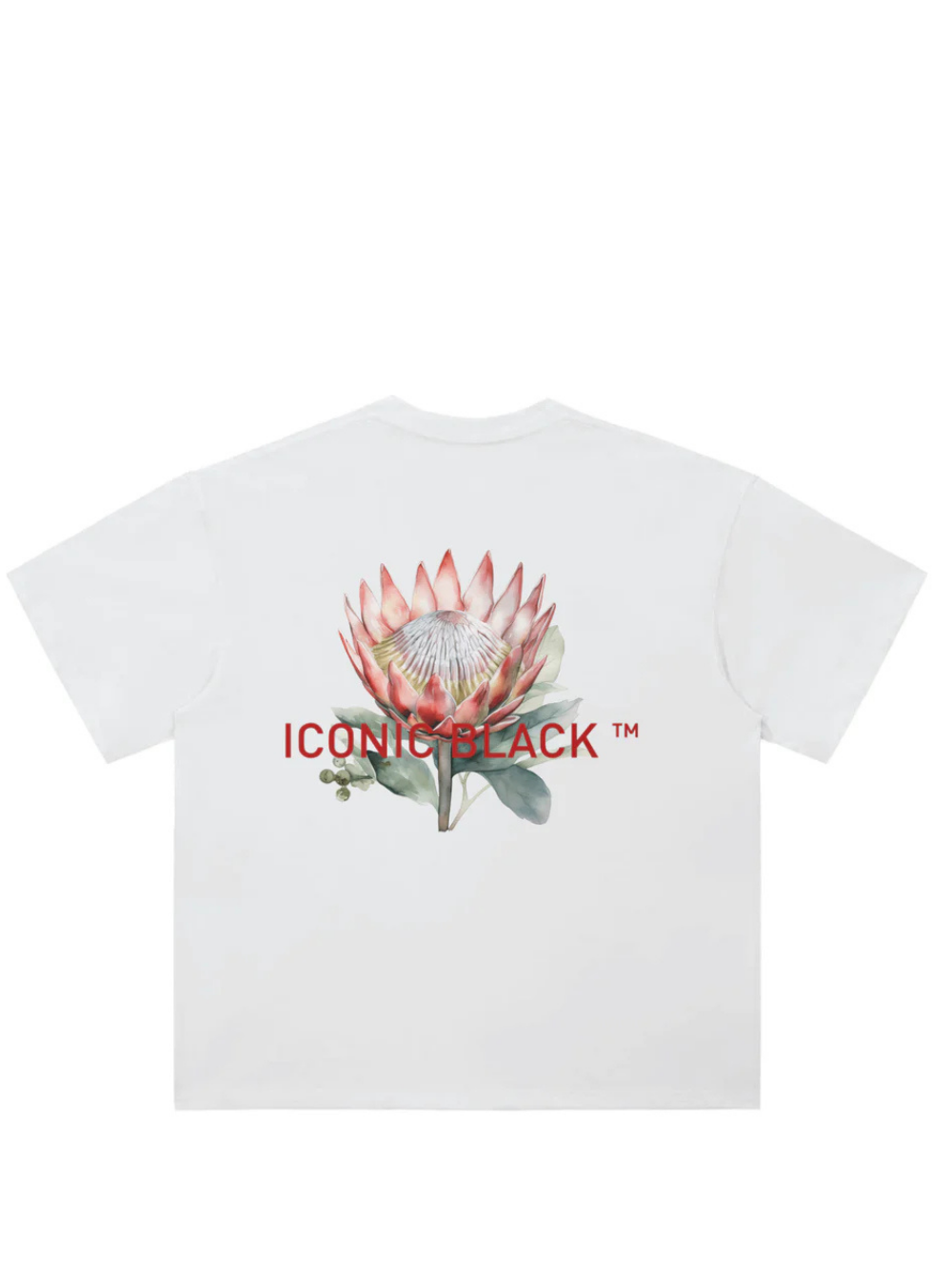 Iconic Black Protea White T-Shirt
